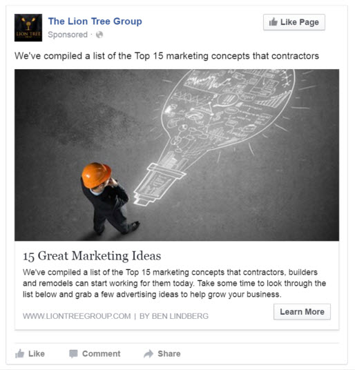 Facebook Send People to Your Website Ad